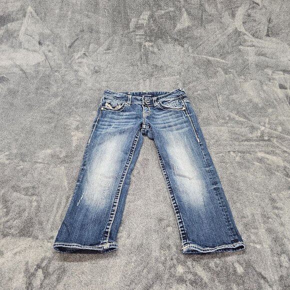 Vigoss The New York Capri Denim Jeans Womens 5/6 bling contrast stitching - Picture 1 of 12